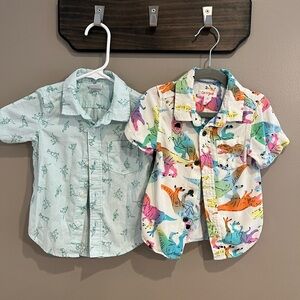 Toddler Boys Printed Origami & Colorful Dinosaur Button Down Collared Shirts